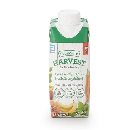 PediaSure Harvest for Tube Feeding, Complete Nutrition Formula with Real Foods for Kids, with Organic Fruits & Vegetables, Plant-Based Protein, Reclosable Carton, 8 fl oz, 24 Count