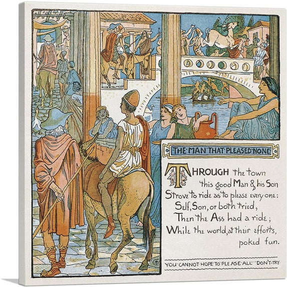 ARTCANVAS Illustration For Man That Pleased None 1887 Canvas Art Print by Walter Crane - Size: 12" x 12" (0.75" Deep)