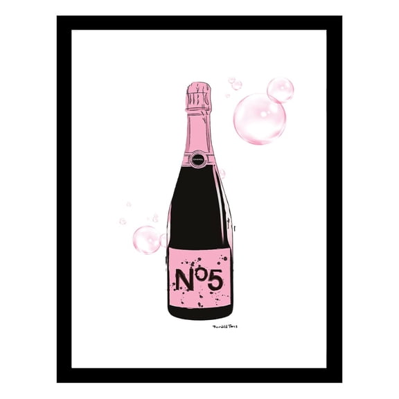 Fashion Designer Bubbly Champagne Bottle Framed Print