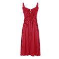 thumbnail image 3 of Summer Boho Dresses for Women 2024 Plus Size Sleeveless V-neck Casual A Dress Solid Color Button Dress, 3 of 6