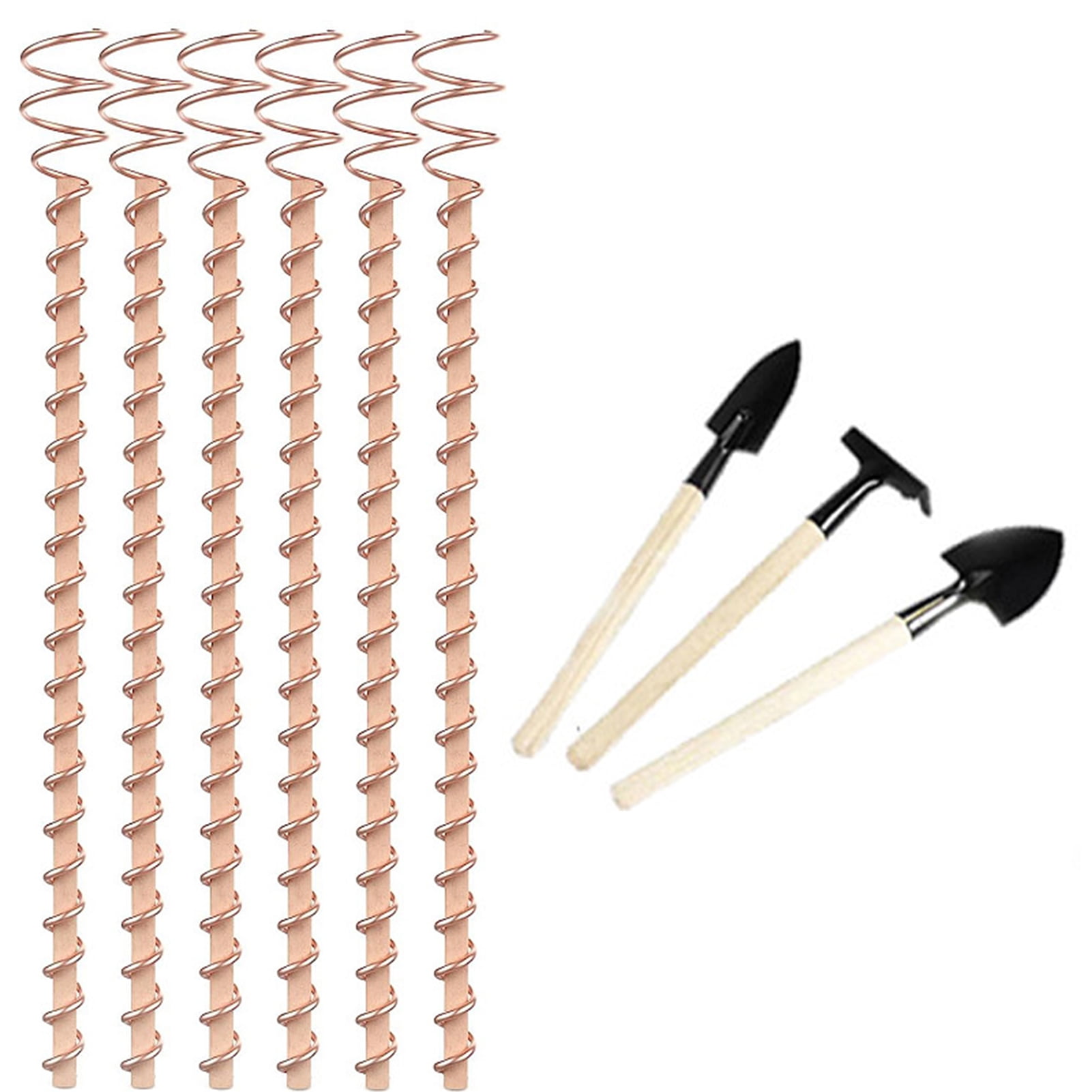 Pnellth 7Pcs/Set Electroculture Plant Stake with 6 Wooden Rod Garden Plants  Vegetables Growing Electro Culture Copper Wire Coil Gardening Supplies