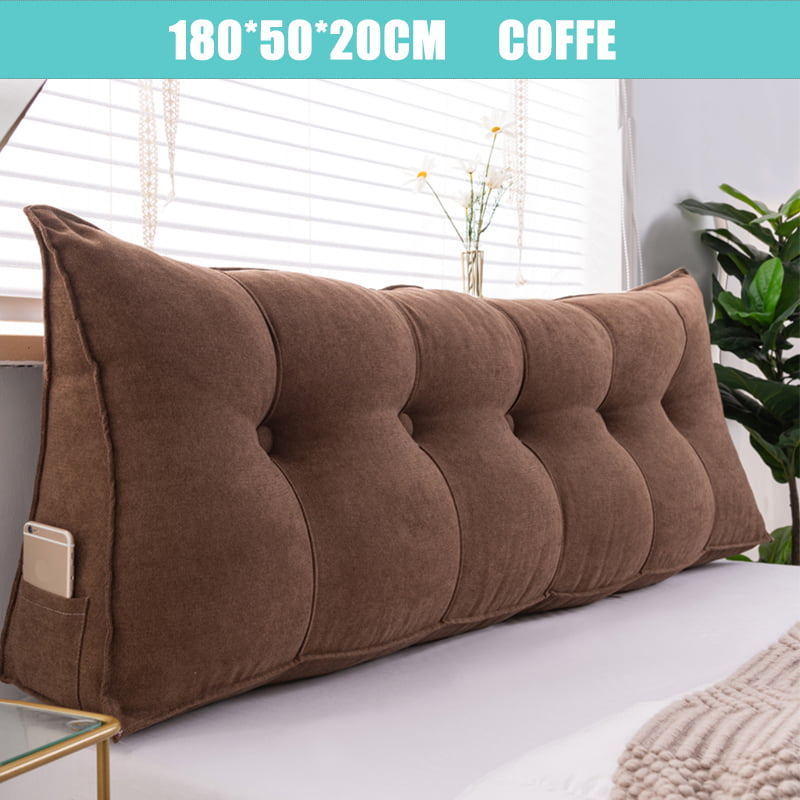 24x8x18inch Soft Headboard Backrest,positioning Support Reading Pillow Daybed Backrest Triangular Wedge Cushion Removable Cover-brown 60x21x45cm 