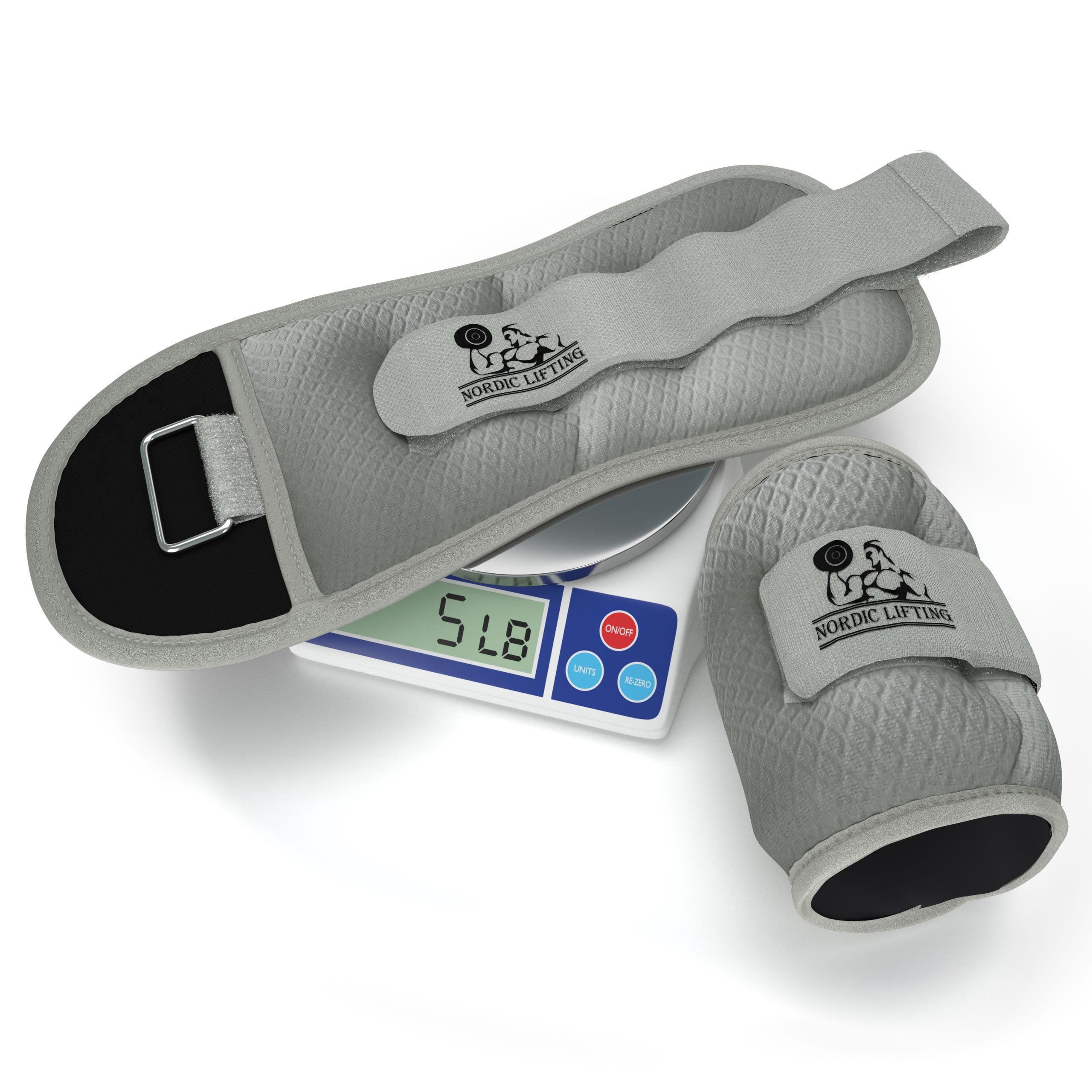 Nordic Lifting Adjustable 5 Lb total of 10 Pounds Ankle/Wrist Weights - Gray Pair