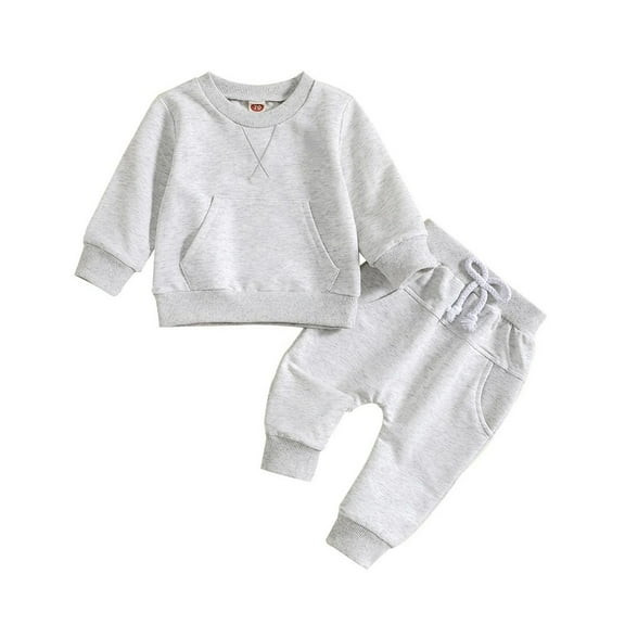 XBASW Infant Baby Sweatsuit 2PCS Outfit for Boys Girls Solid Color Pullover Sweatshirt Jogger Sweatpants Spring Fall Winter Set 3M-3Years