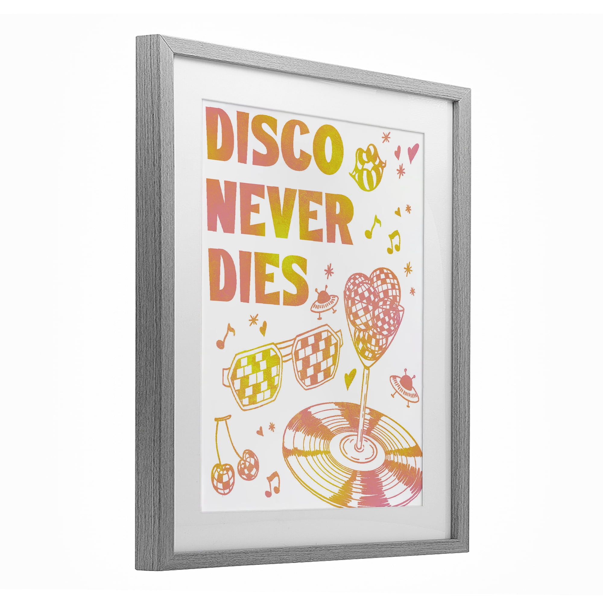 Stupell Industries Disco Never Dies Gray Framed Print Under Glass, design by Ziwei Li