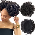 thumbnail image 3 of Dreadlocks Bun Afro Puff Drawstring Ponytail Hair Chignon Faux Nu Locs Hair Extensions, 3 of 7