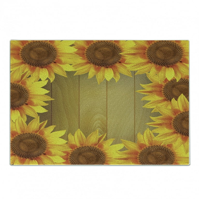 Sunflower Print Temper Glass Cutting Board