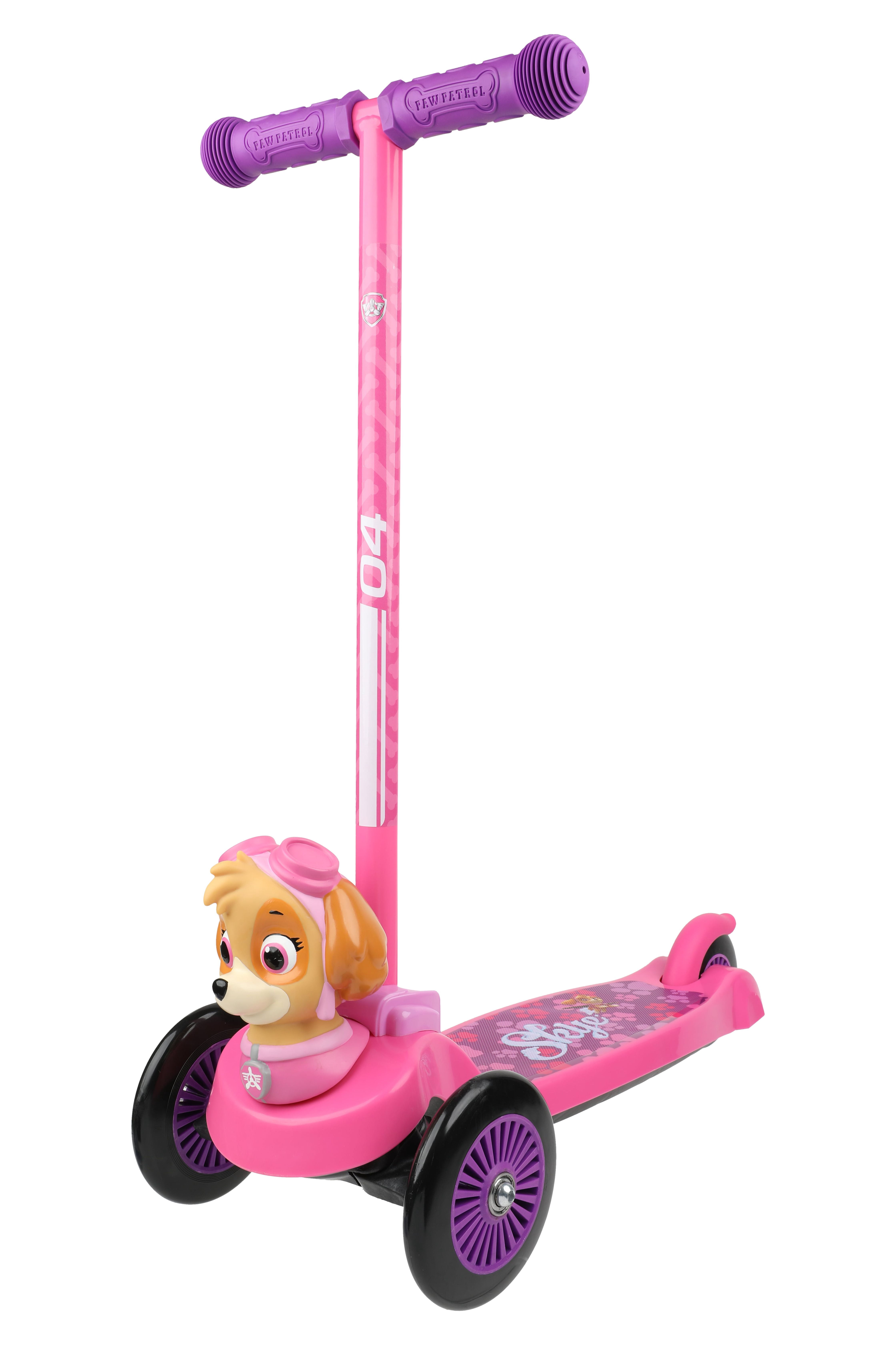 Paw Patrol Skye 3D Scooter with 3 Wheels Tilt and Turn- Pink, For Boys and Girls Ages 3+, Max Weight 75lbs, Foot-Activated Brakes