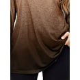 thumbnail image 4 of DYMADE Women Plus Size Long Sleeve Crew Neck Loose Trendy Pullover Gradient T-shirt, 4 of 4