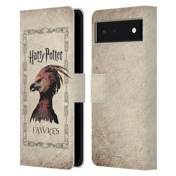 Head Case Designs Officially Licensed Harry Potter Chamber Of Secrets II Fawkes Phoenix Creature Leather Book Wallet Case Cover Compatible with Google Pixel 6