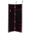 thumbnail image 2 of Topbuy Wall Door Mounted Mirrored Jewelry Cabinet Standing Vanity Storage Box Coffee, 2 of 5
