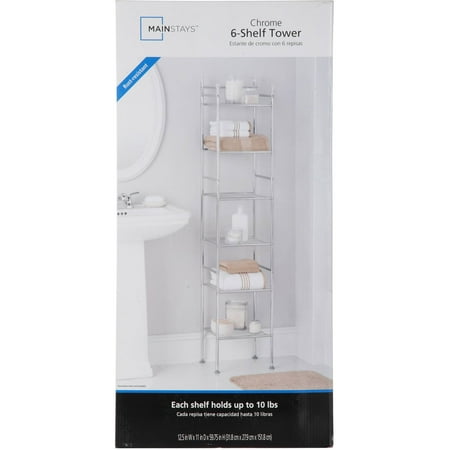 Mainstays 6-Tier Shelf Tower, Chrome Finish