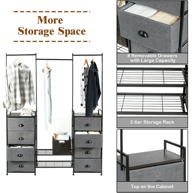 Dresser 8 Drawer Storage Fabric Tower Clothes Organizer Large Storage  Cabinet .