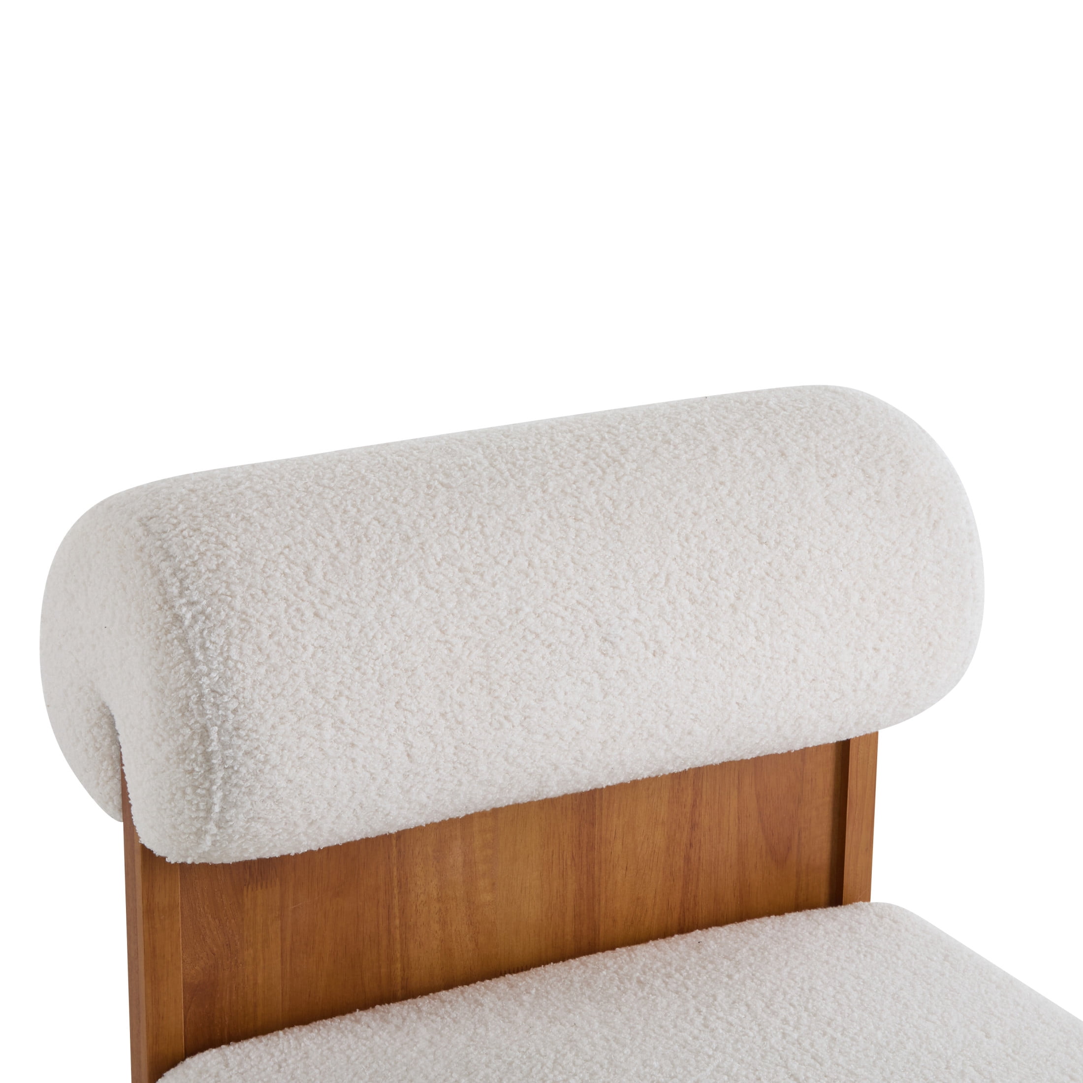 Hayes Modern Boucle Upholstery Lounge Chair, Accent Chair with Rolled Backrest and Solid Wood Frame, Beige