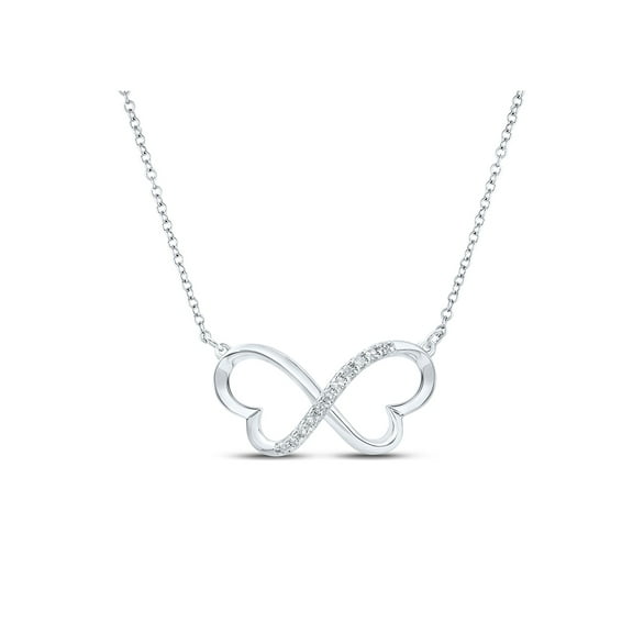 Sterling Silver Womens Round Diamond 18-inch Infinity Heart Necklace 1/12 Cttw