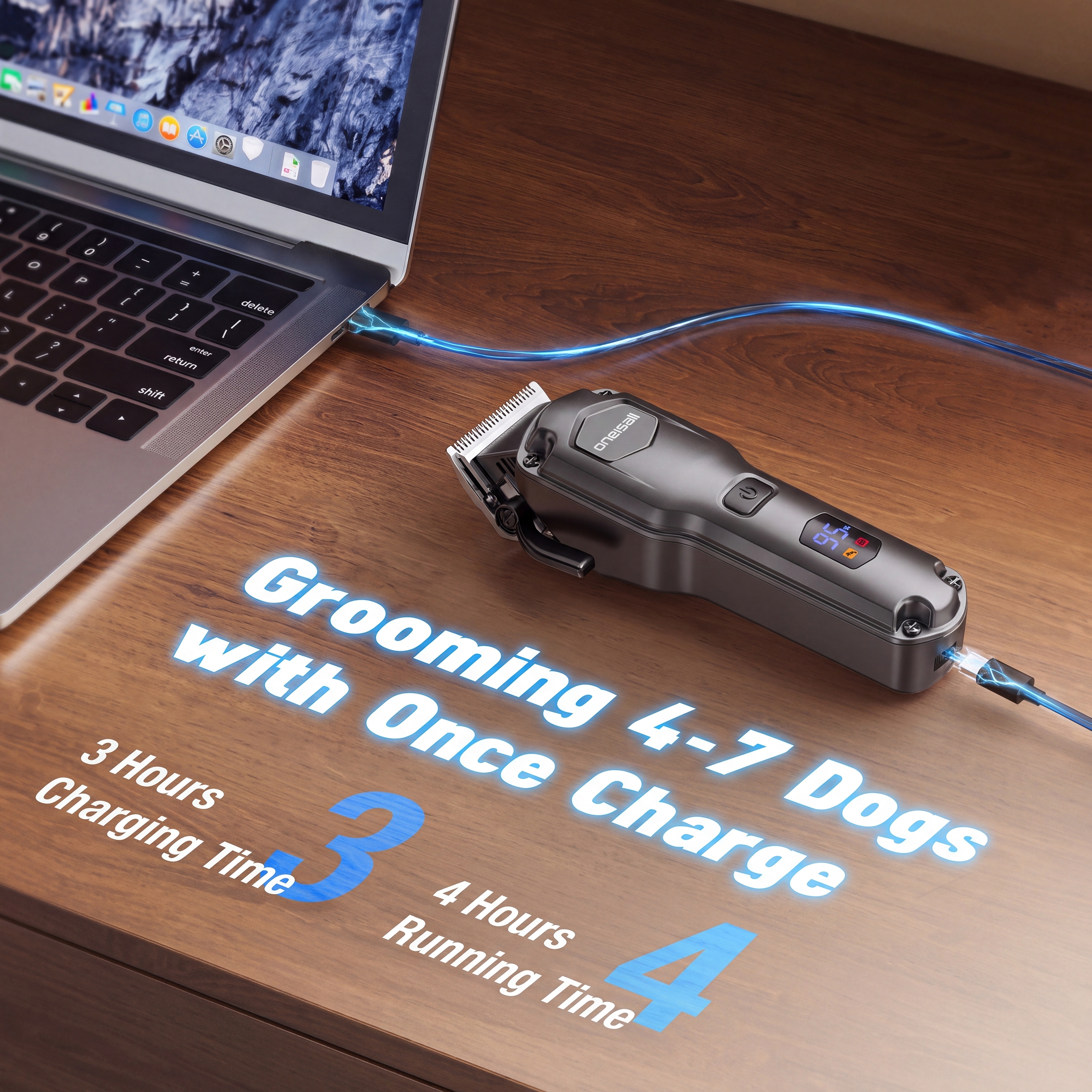 Oneisall DC-600 Cordless Dog Clippers Stainless Steel photo 5