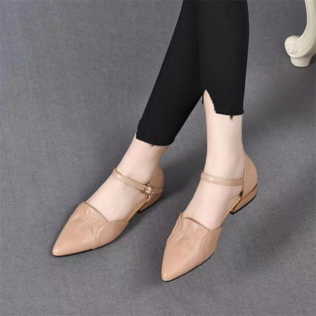 

Aayomet Sandals Women Wedge Womens Shoes Fashion Ruffled Pointed Toe Shoes Soft Sole Solid Color Thick Heel Middle Heel Buckle Khaki 7