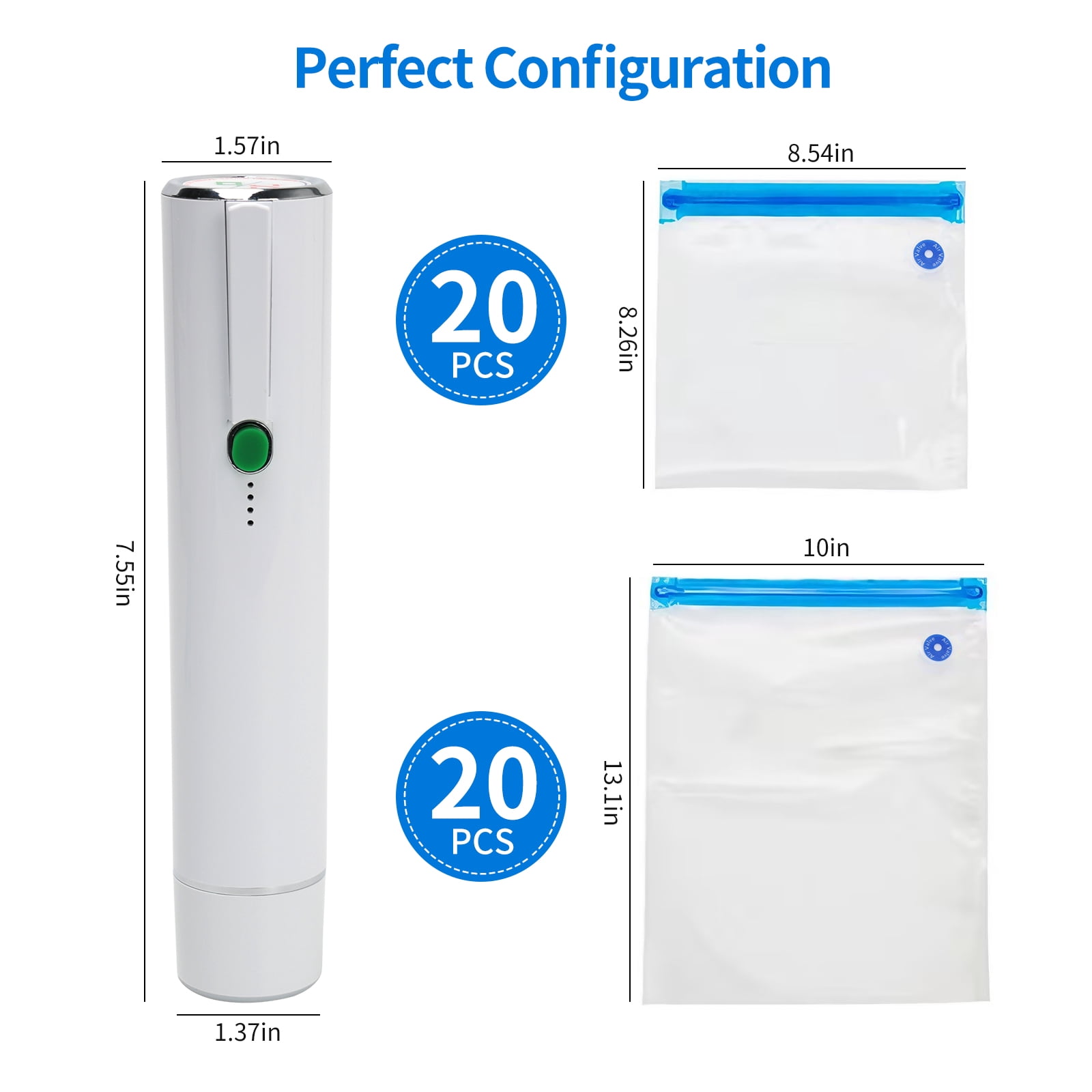 Vacuum Sealer for Food with 40 Reusable Bags, Powerful Handheld Vacuum Sealer, Sealing and Freshness Wonder, Wireless and Portable