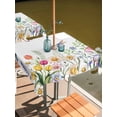 thumbnail image 2 of Outdoor Tablecloth with Umbrella Hole for Patio/Picnic/Party/Camping, Wildflowers Waterproof Table Cloth Square Cover Washable, Spring Country Tulip Butterfly Floral Leaf (54"x 54"), 2 of 8