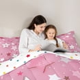 thumbnail image 4 of Castle Fairy Pink Stars Print Bedding Comforter Set 7pcs for Child Boys Girls,Cartoon Starry Sky Queen Bedding Sets Super Cozy,Dreamy Princess Queen Sheet Sets,Luxury Bedroom Decor,Reversible, 4 of 8