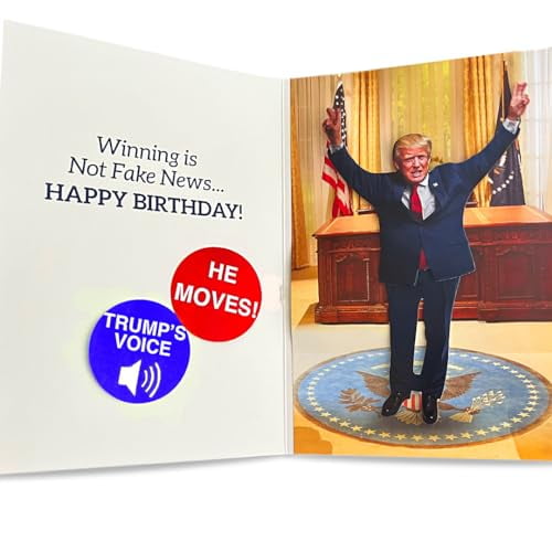Talking & Dancing Trump Birthday Card – Trump Dances When Card is Opened - Trump’s Real Voice - Donald Trump Gifts for Men - Trump 2024 - Trump Stuff - Funny Birthday Card, Happy Birthday Card for