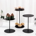 thumbnail image 4 of MyGift Black Round Metal Pedestal Cupcake/Dessert Stand/Modern Display Risers, Set of 3, 4 of 6
