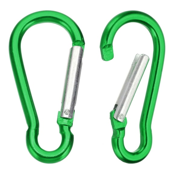 Uxcell Spring Snap Hook, 2 Pack Aluminum Alloy Key Clasp 44lbs for Camping Hiking Traveling, Green