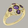 thumbnail image 2 of LBG British Made Classic Solid 14k Yellow Gold Natural Amethyst & Diamond Womens Anniversary Ring - 33 size options - Size 5.25, 2 of 7