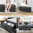 thumbnail image 4 of Banc Ottoman de Rangement Pliable de 45 Pouces, Banc de Rangement en Similicuir, Coffre de Rangement avec Siège Rembourré Repose-Pieds Tabouret, 4 of 11