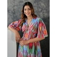 thumbnail image 2 of KLAVATE Women's Cotton V Neck Summer Dress Handblock Printed Midi Dress, 2 of 3