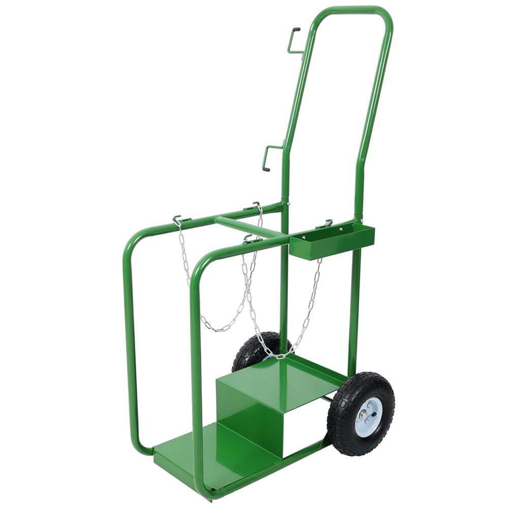 440lbs capacity Cylinder Cart, Welding Cylinder Hand Truck, Large Dual Oxygen Tank 9.5" Cart Dolly With 8-Inch Solid Rubber Wheels