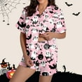 thumbnail image 4 of Satin Pajama Sets for Women – Elegant Sleepwear, Soft & Cool 2 Piece Lounge Sets Comfortable Women Pajama Sets For Halloween Stylish Round Neck Design With Decorative Pattern For Fall, 4 of 7