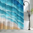 thumbnail image 2 of Ocean Waves Shower Curtain, 48" x 72", Abstract Gradient Orange Teal Waves Beach Waterproof Bathroom Curtain Washable Shower Curtain Set with 12 Hooks, 2 of 8