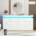 thumbnail image 3 of ChVans 7 Drawer Dresser with LED Light and Charging Station, Modern Chest of Drawers, Wooden Storage Dresser for Bedroom, Living Room, Entryway, 3 of 7