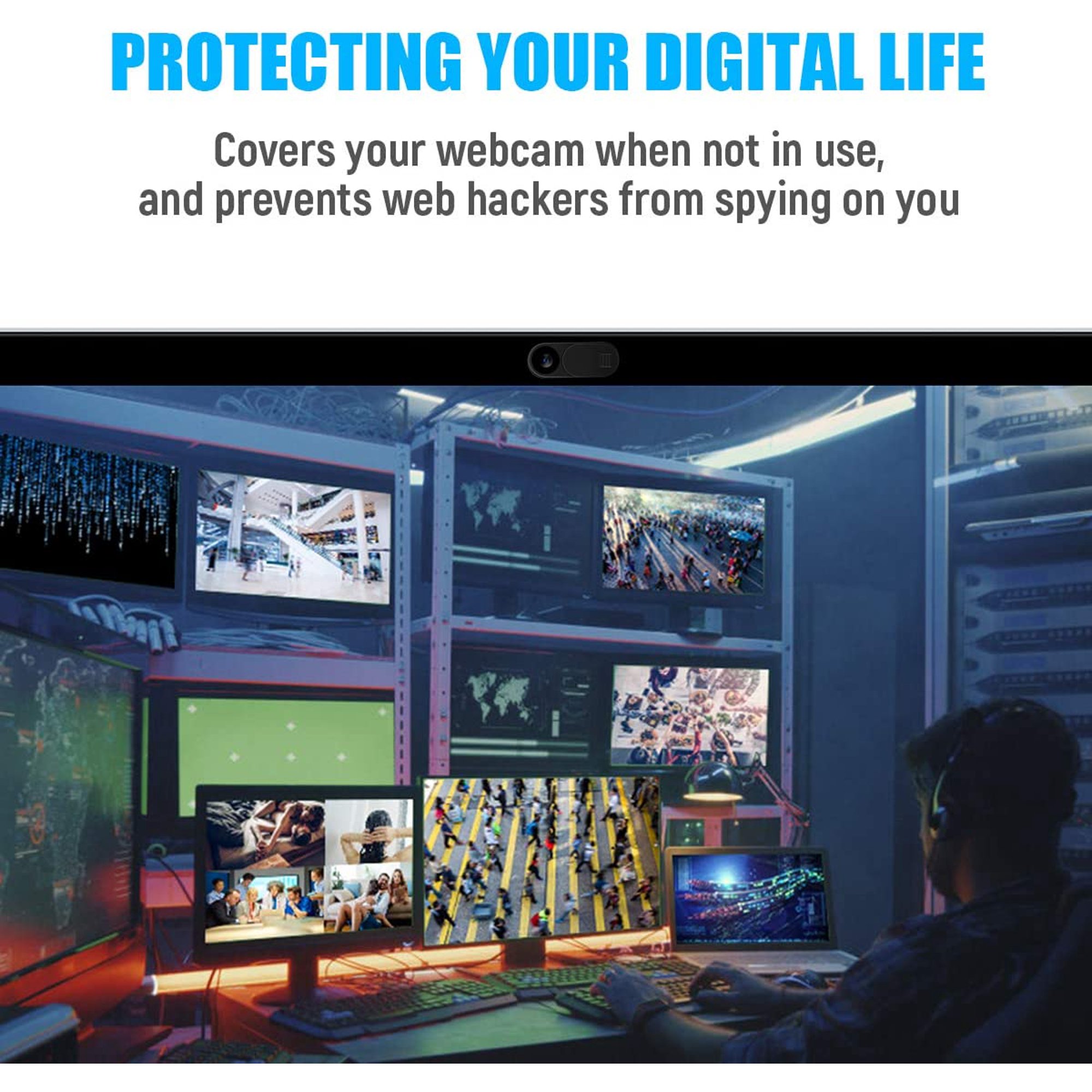 Cache Webcam Lot De 6 – Ultra-mince Avec Curseur – Protection Vie Privée Pour PC, Mac, Smartphone – Adhésif Propre