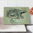 thumbnail image 2 of Japanese Dragon Cutting Board, Doodle Style Roaring Creature with Tail Fangs Scales Tribal Details, Decorative Tempered Glass Cutting and Serving Board, Small Size, Beige Ginger Black, by Ambesonne, 2 of 5