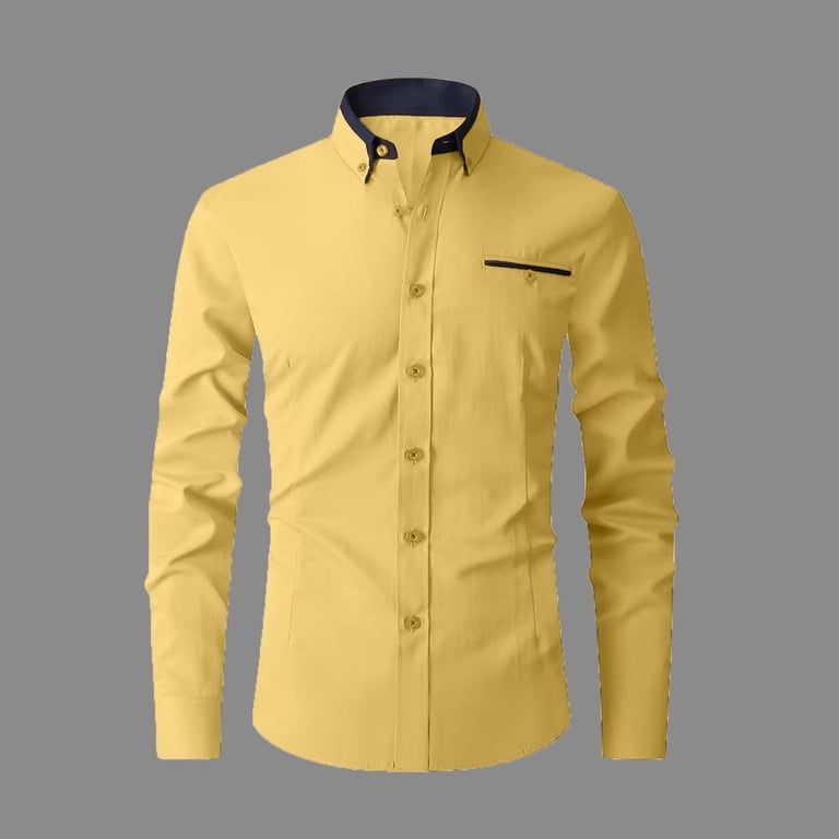 men's slim fit yellow dress shirt Yellow Gray Dress Shirts