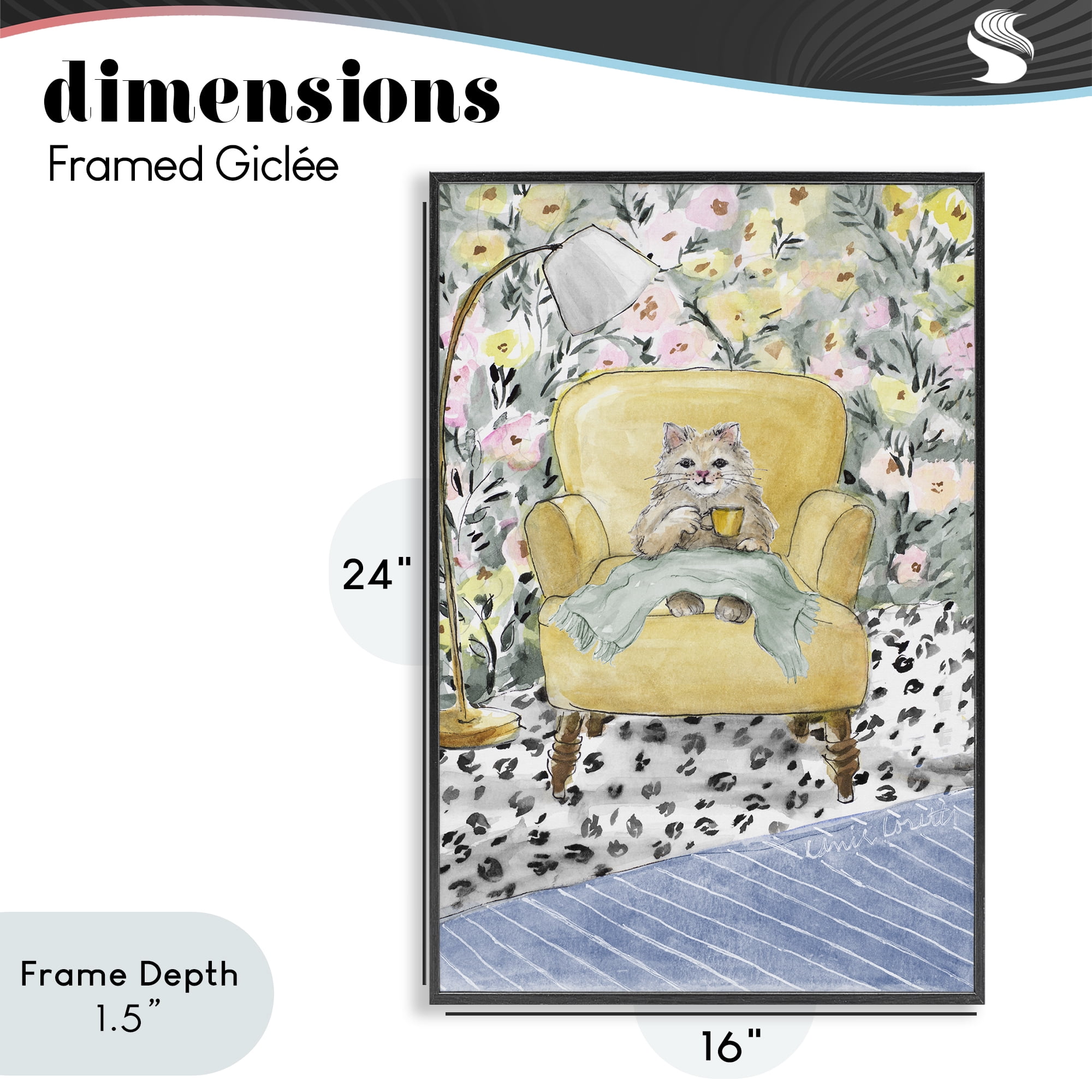 Stupell Industries Cozy Cat Relaxing Black Framed Giclee Art, design by Lanie Loreth