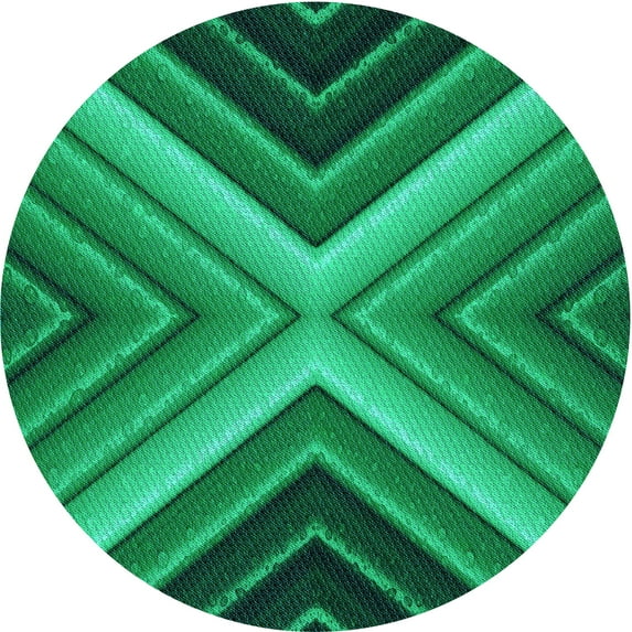 Ahgly Company Machine Washable Indoor Round Transitional Spring Green Area Rugs, 8' Round