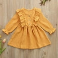 thumbnail image 2 of Zshosam Dress for Toddler Girl Girl's Dresses Long Sleeve Cute Casual Fall Dress Size 2T 3T,(Yellow 2-3 Years), 2 of 5