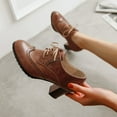 thumbnail image 2 of Mepaouo Women's Ankle Boots Lace-up Round Toe Low Heel Dress Booties Comfortable Formal Work Shoes, 2 of 6