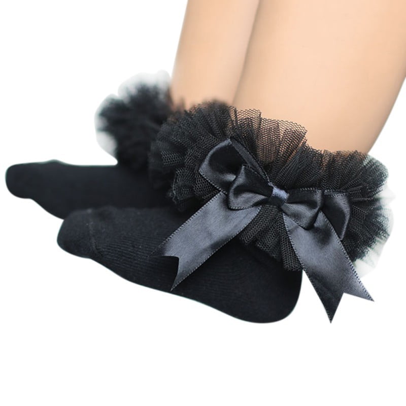baby black frilly socks