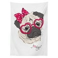 thumbnail image 3 of Ambesonne Pug Tablecloth Rectangular Table Cover, Cartoon Fashion Hipster Dog, 52"x70", Grey Cream and Magenta, 3 of 4