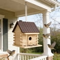 thumbnail image 5 of Wooden Bird House and Feeder for Outdoors, Hanging Bird Nest Box for Courtyard Garden, Parrot Breeding and Wild Birds, Paintable DIY Graffiti Design, 5 of 6