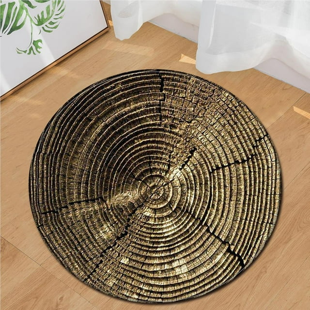 stanreset Bedroom Area Rugs Non- for Slip Round Carpet Wood Grain Home Pad Rugs for Home Bedroom Living Room Decor No.2