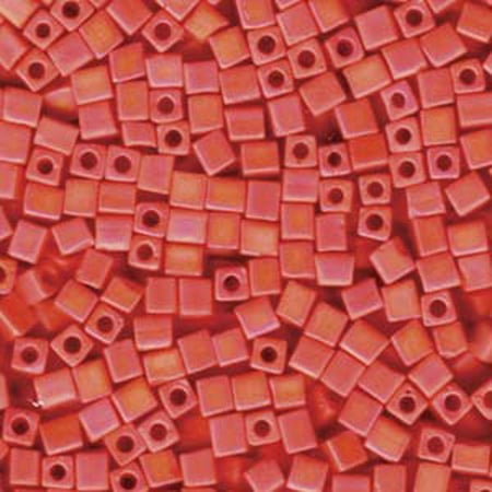 - 20 Grams Opaque Orange Matte Ab Miyuki 4mm Square Cube Glass Seed, Loose Beads,