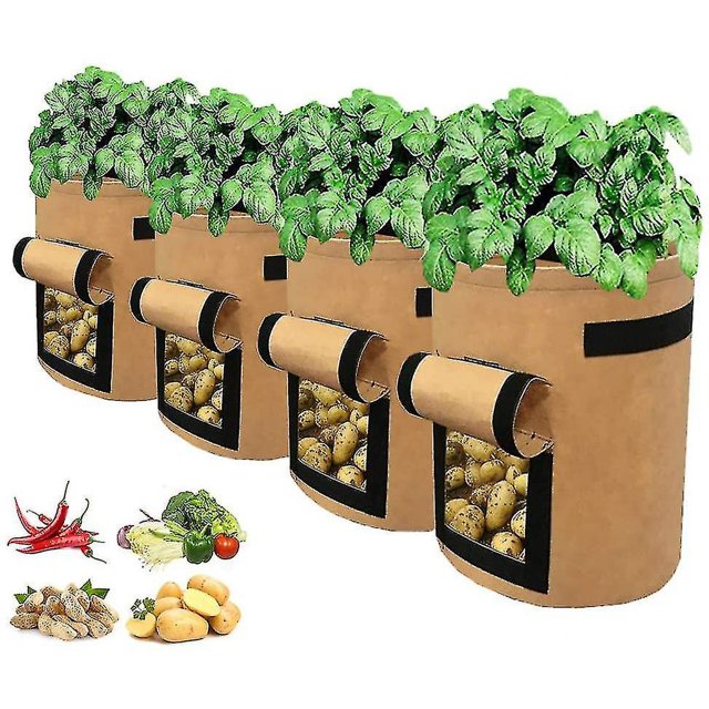 Perfect Planting Bag, 12 Liter Felt Bags Tomato Planting Bag, (5 Pieces)