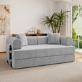 thumbnail image 4 of Hawsaiy 78" Convertible Corduroy Modular Floor Sofa Bed with Cylindrical Pillows, No Assembly Sleeper Couch with High-Density Foam, Fixed Shape Frame for Living Room, Bedroom, Lounge, Gray, 4 of 10