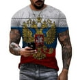 thumbnail image 3 of Russian Flag Print Short Sleeve Casual Summer Round Neck T-shirt For Men, 3 of 4