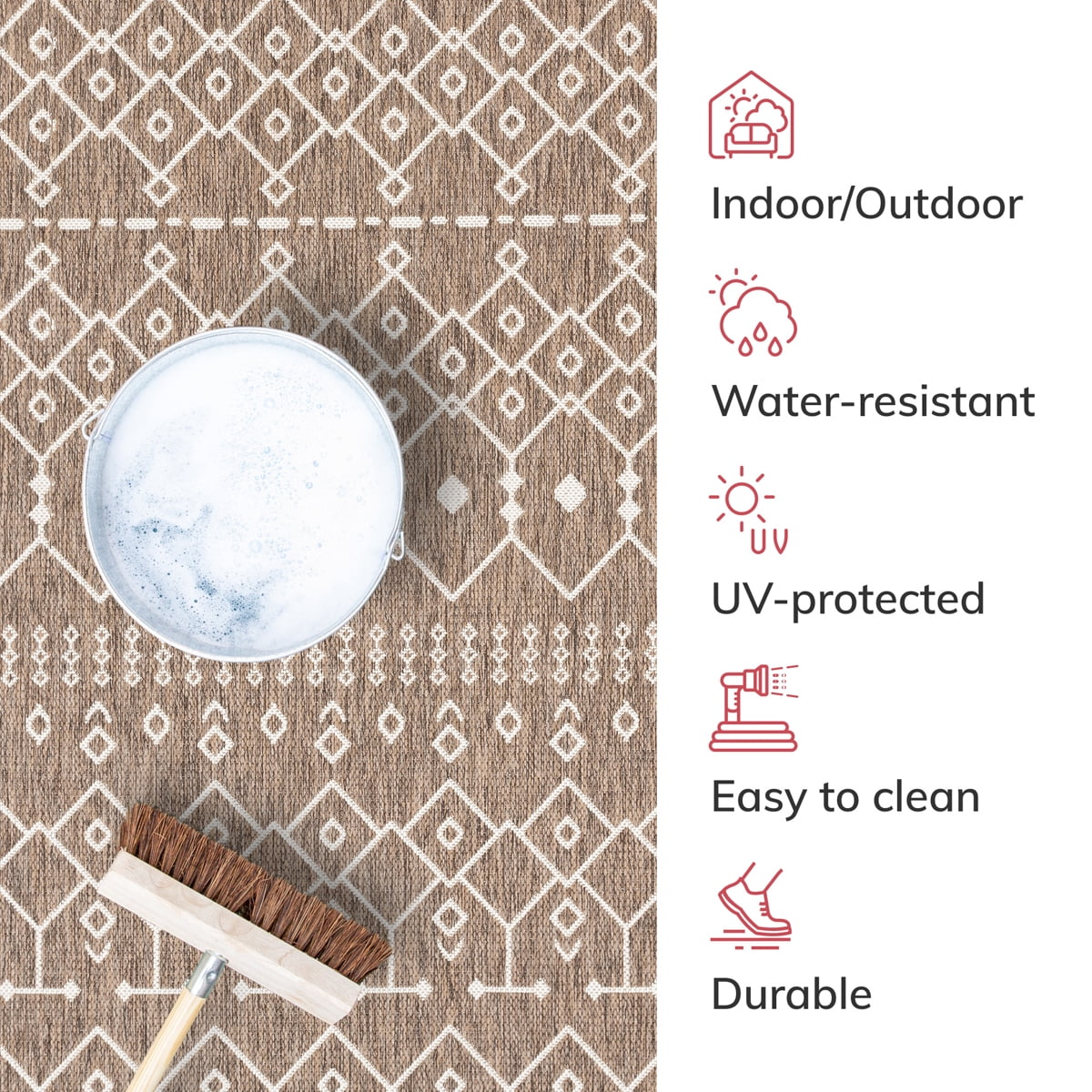 Well Woven Medusa Nord Nordic Lattice Pattern Outdoor Brown/Taupe 3'11" x 5'3" Area Rug